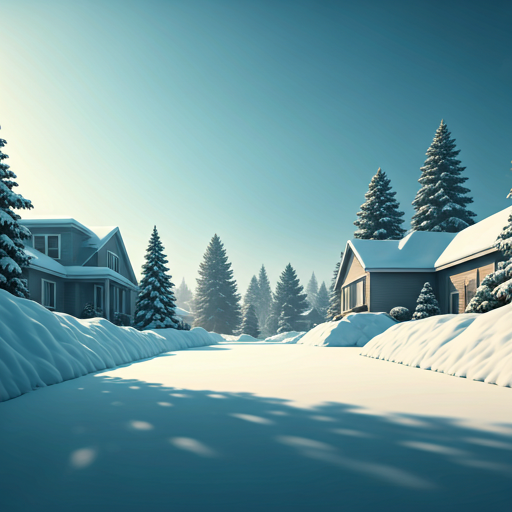Cleanly shoveled residential driveway after winter snowfall